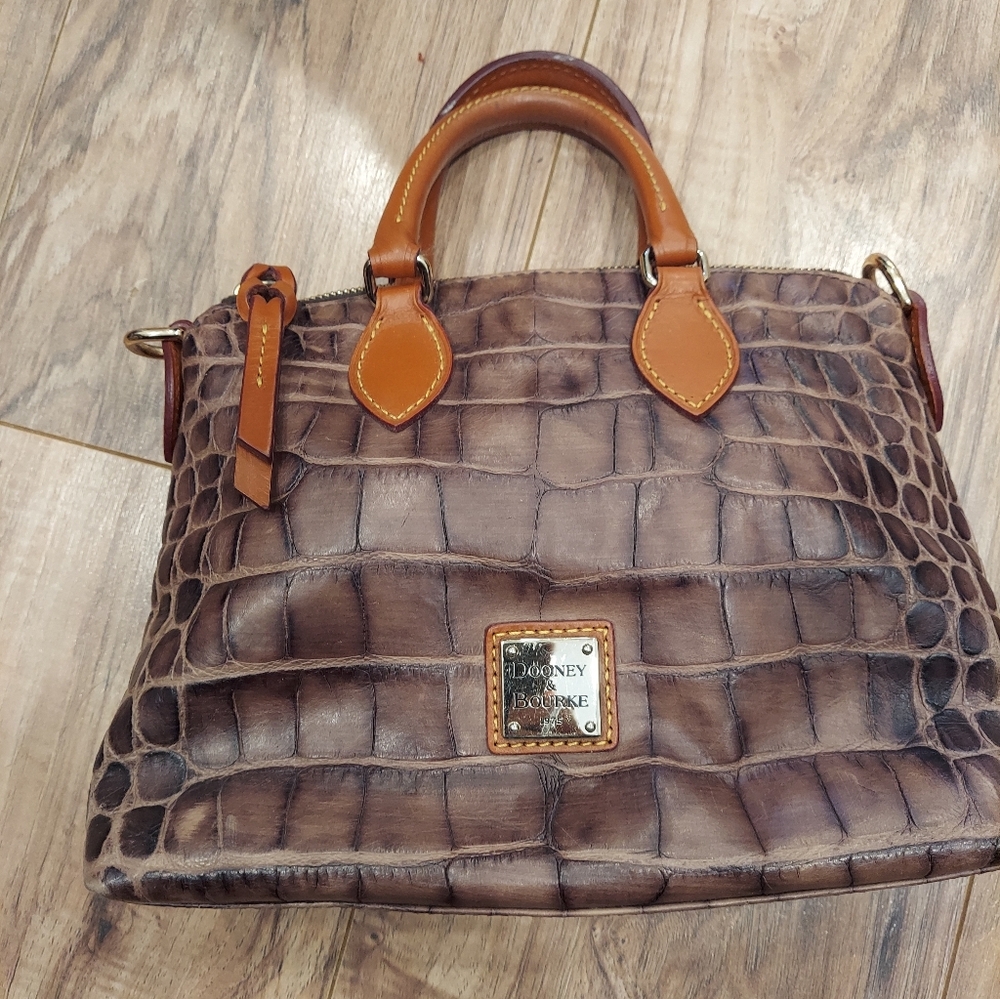 DOONEY & BOURKE Genuine Leather Mini Janine Satchel Croco Design Missing Strap